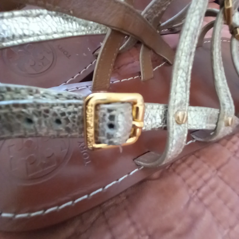 Tory Burch Metallic Gold Strappy Gladiator Sandals